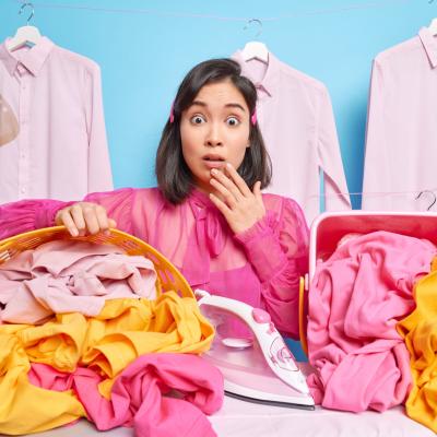 Woman Dry Cleaners Ironing Concept